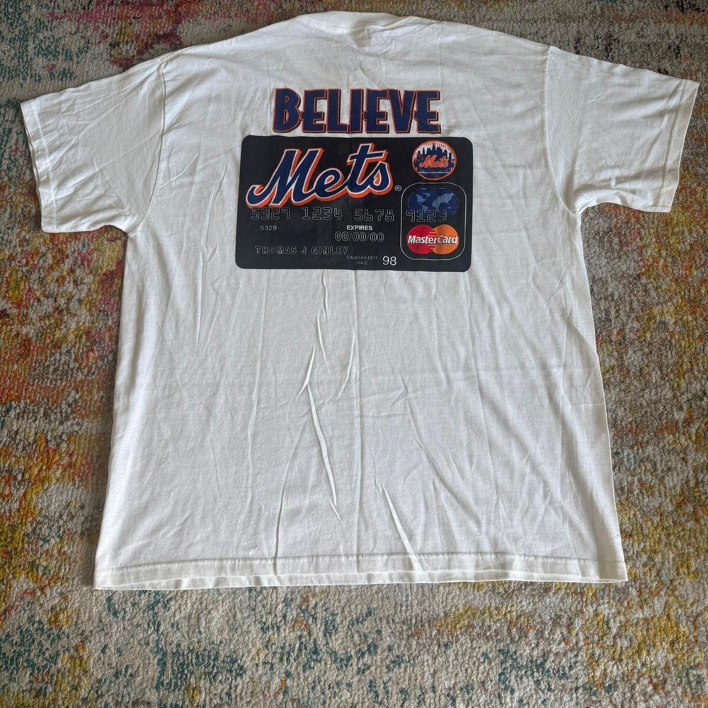 Vintage‎ 90s New York Mets "Believe" Credit Card Graphic T-Shirt XL
